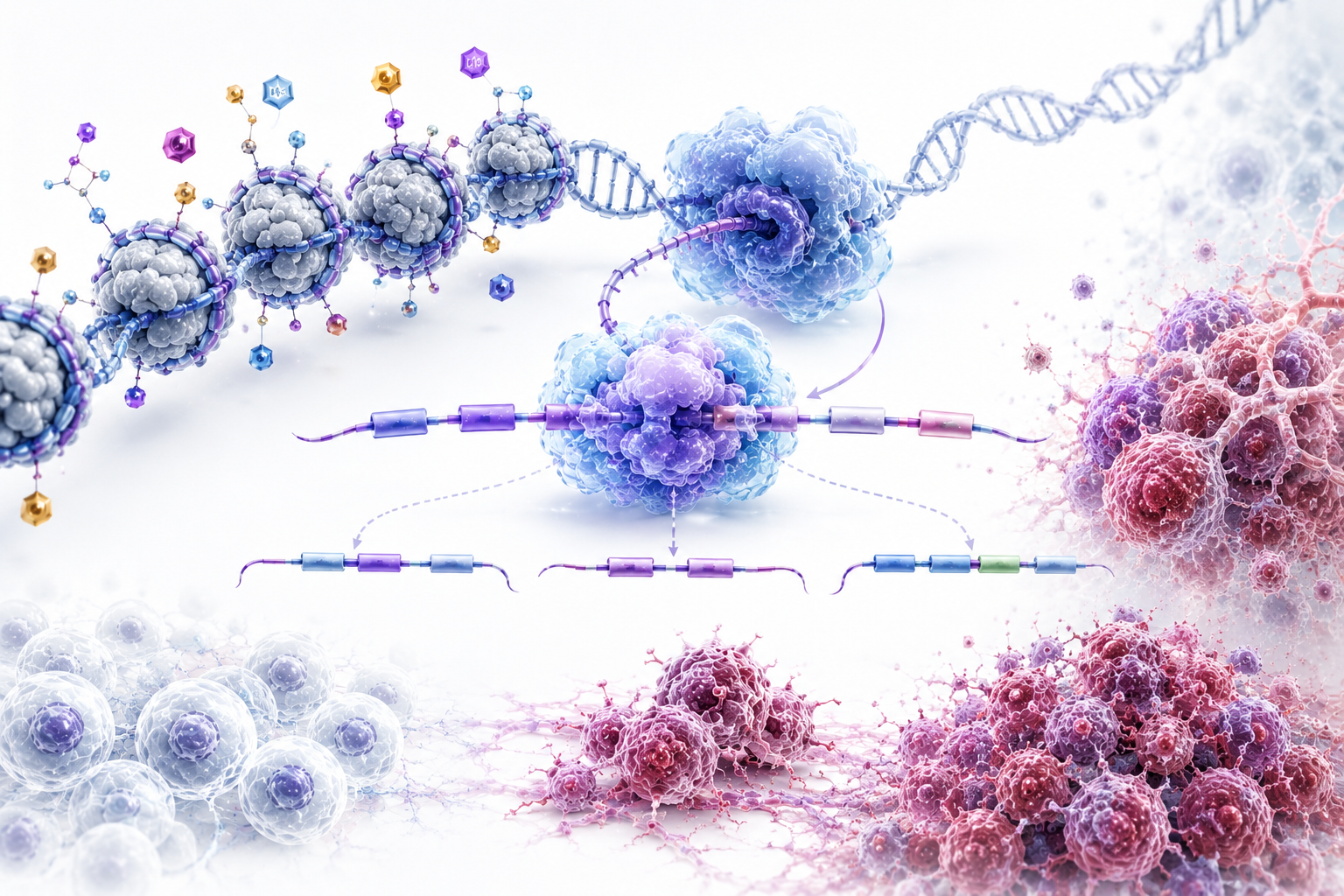Illustration of epigenetics and RNA processing